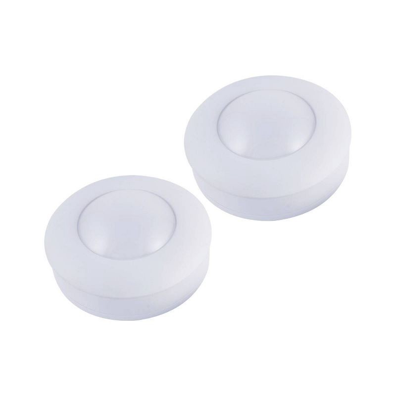slide 10 of 10, Energizer 2pk 40 Lumens Indoor LED Color Changing Puck Cabinet Lights White: Tap & Touch Closet Light, Battery Operated, 2 ct