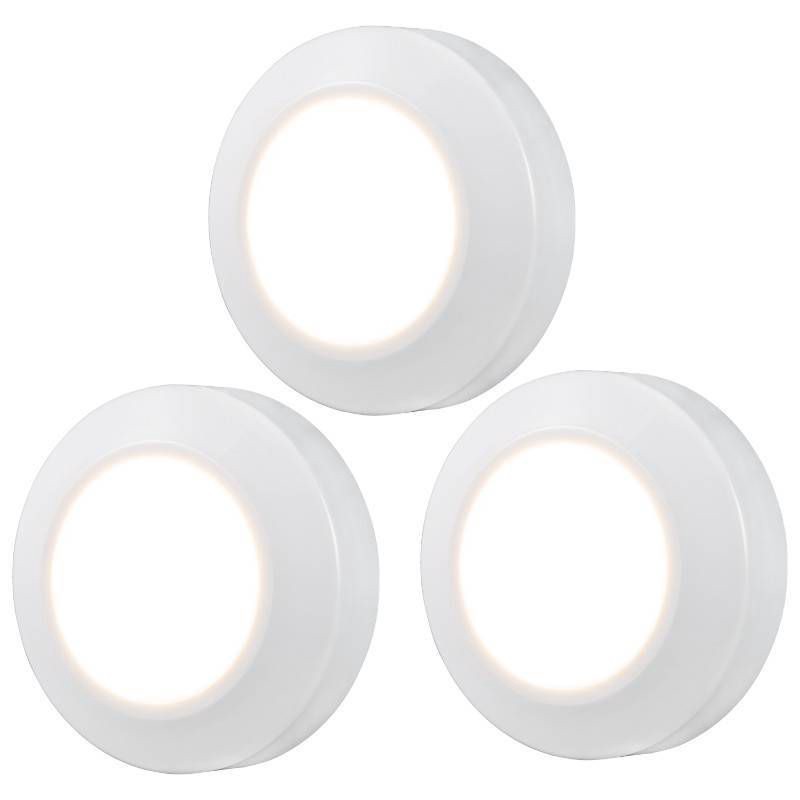 slide 11 of 12, Energizer 3pk 40 Lumen LED Puck Light Wireless Color Changing Cabinet Lights with Remote White: Tap & Closet Light, 3 ct