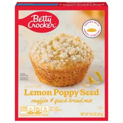 Betty Crocker Muffin and Quick Bread Mix, Lemon Poppy Seed With Streusel, 14.5 oz
