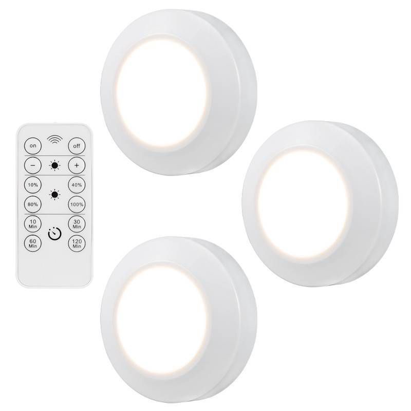 slide 2 of 13, Energizer 3pk LED Puck Cabinet Lights Wireless with Remote White, 3 ct