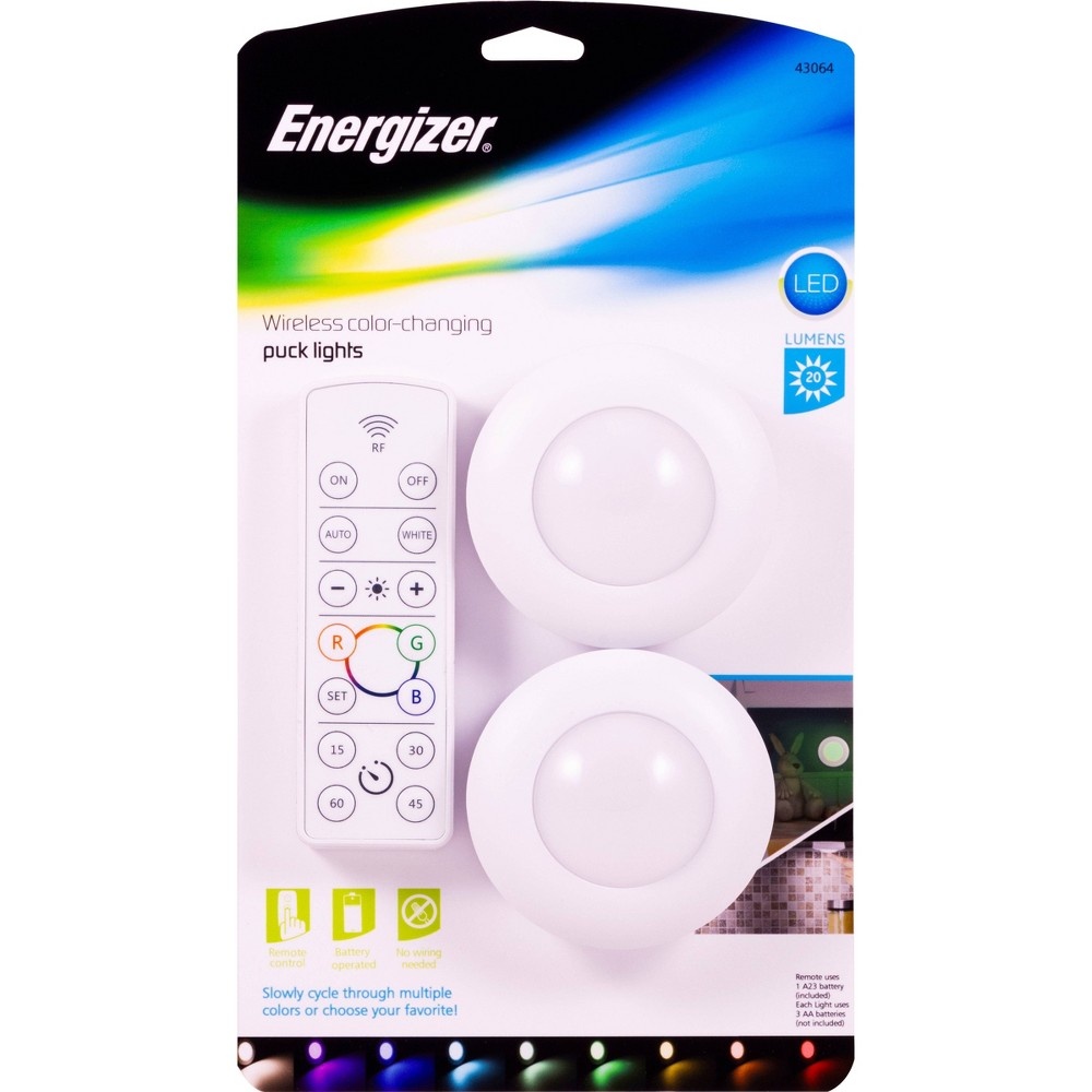 slide 4 of 6, Energizer Battery Operated LED Puck Light And Wireless RF Color Changing, 1 ct