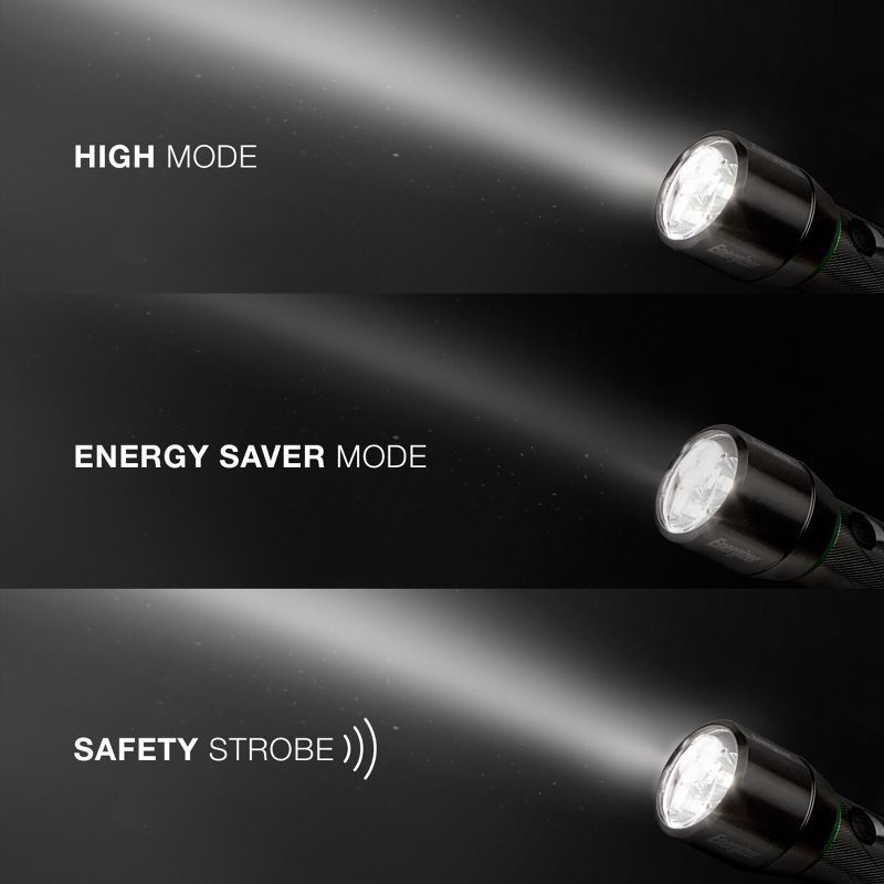 slide 5 of 6, Energizer Vision HD Rechargeable Metal LED FlashLight Silver: 1200 Lumens, Water & Impact Resistant, Lithium Ion Battery, 1 ct