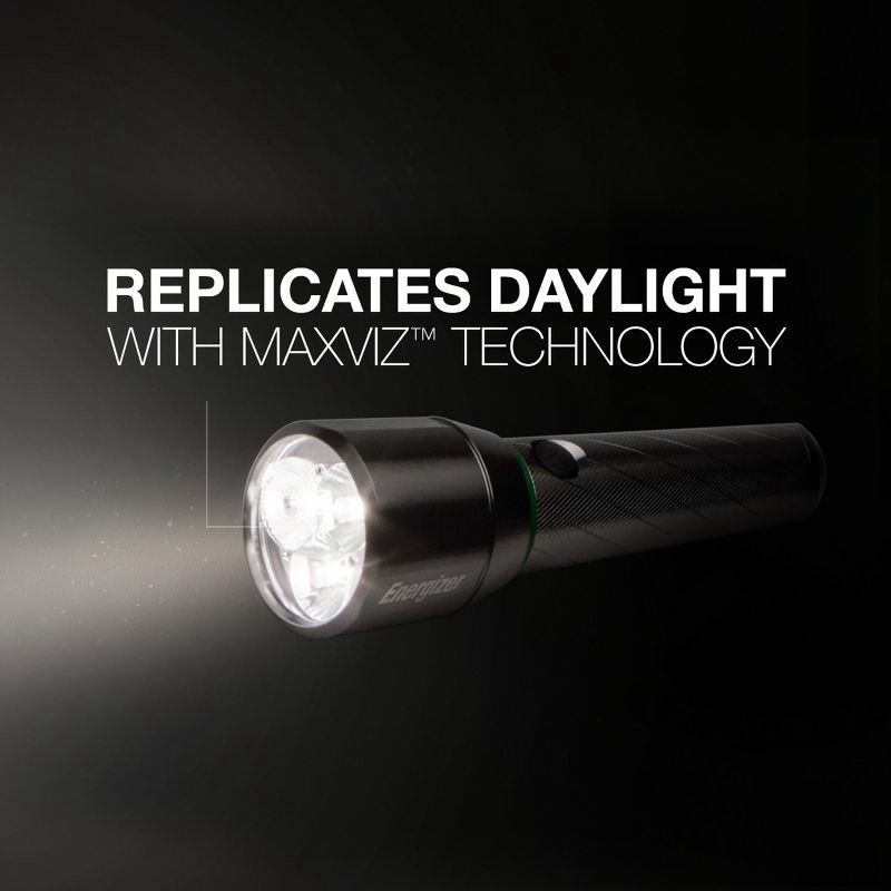 slide 6 of 6, Energizer Vision HD Rechargeable Metal LED FlashLight Silver: 1200 Lumens, Water & Impact Resistant, Lithium Ion Battery, 1 ct