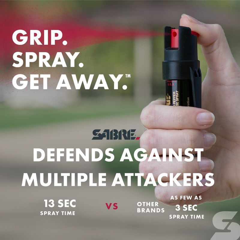 slide 3 of 9, Sabre Pepper Gel Black: OC Spray Gel, Plastic, 4" Height, 0.67 oz, Compact Defense, 0.67 oz