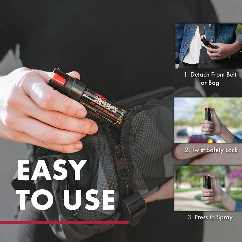 slide 4 of 9, Sabre Pepper Gel Black: OC Spray Gel, Plastic, 4" Height, 0.67 oz, Compact Defense, 0.67 oz