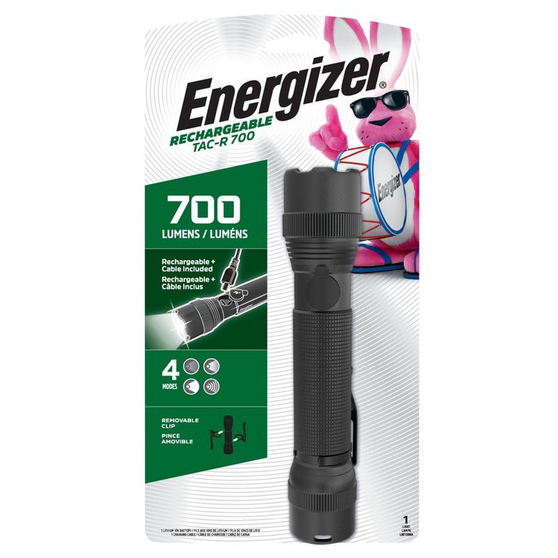 slide 1 of 1, Energizer TAC-R 700 Rechargeable Tactical LED FlashLight Black, 1 ct