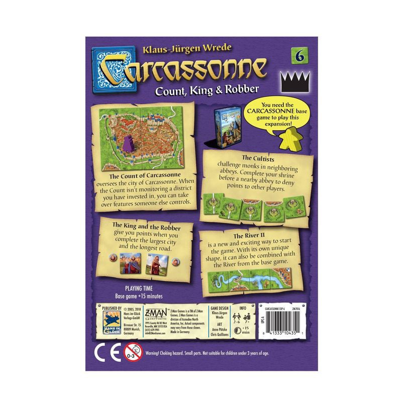 slide 3 of 4, Z-Man Games Zman Carcassonne Expansion 6 Ct, King & Robber: Board Game for 2-6 Players, Creative Thinking, 30-60 Minute Play, 6 ct