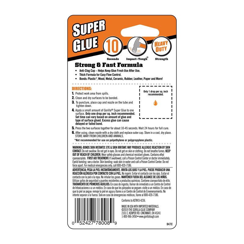 slide 2 of 6, Gorilla Glue 6g Clear Gel Twin Pack: Fast Drying Craft & Super Glue for Wood, Metal, Leather, Rubber, Ceramics, Plastic, 6 gram