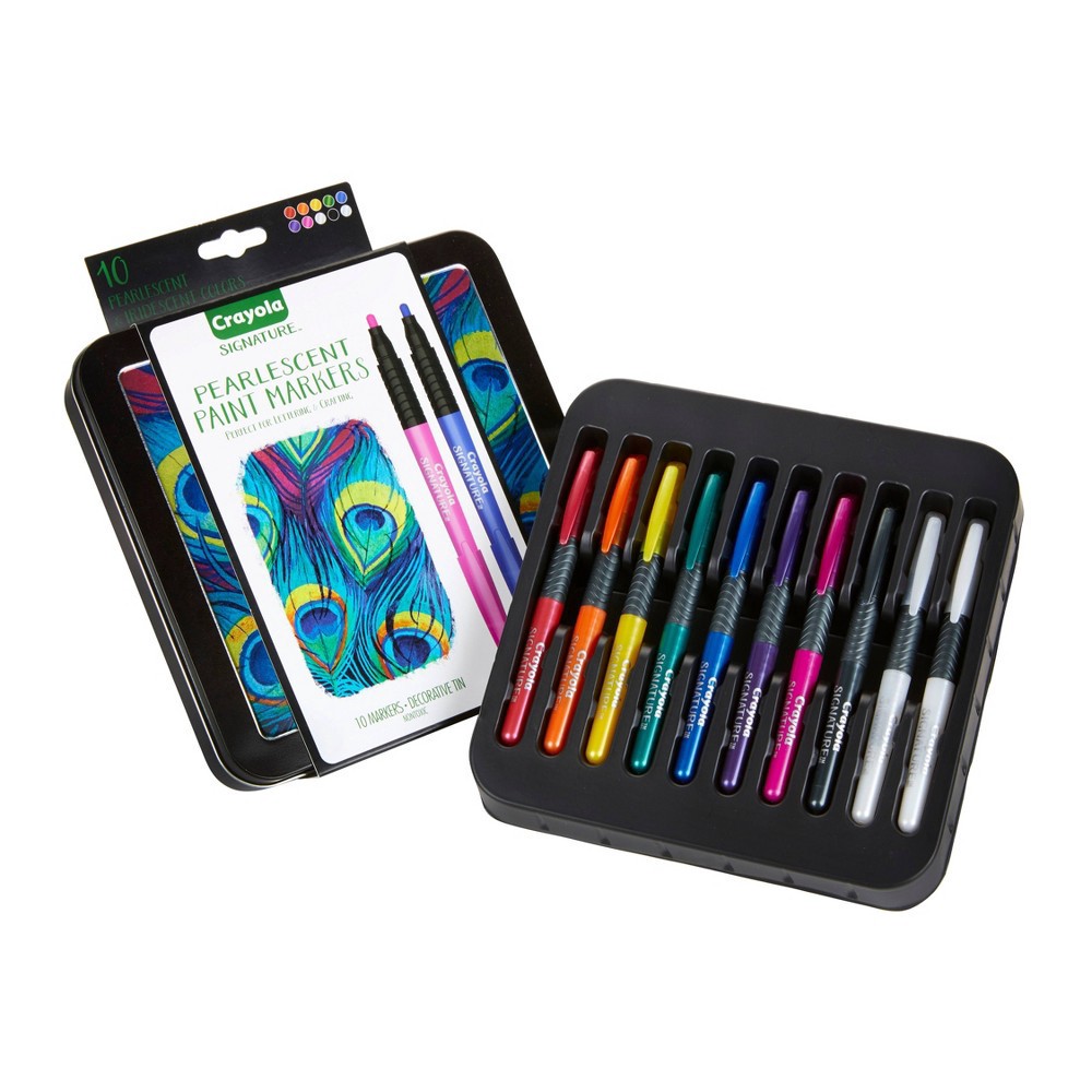 slide 2 of 5, Crayola Signature 10ct Pearlescent Paint Markers, Medium Point, 10 ct