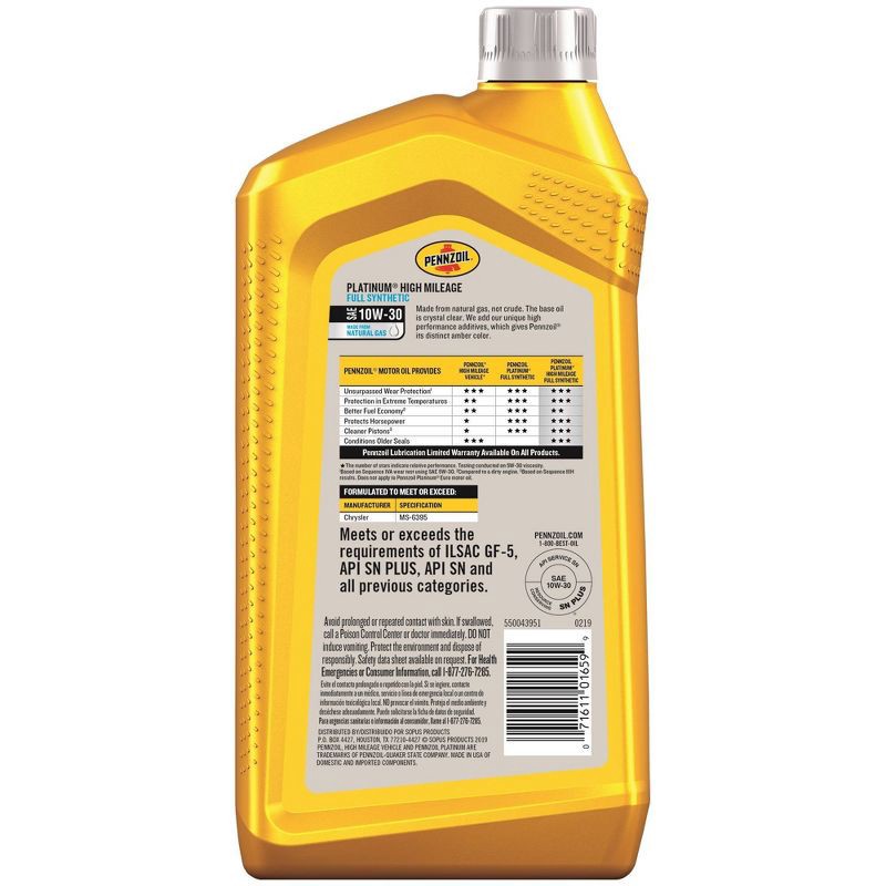 slide 2 of 2, Pennzoil 10W-30 Platinum High Mileage, 1 ct