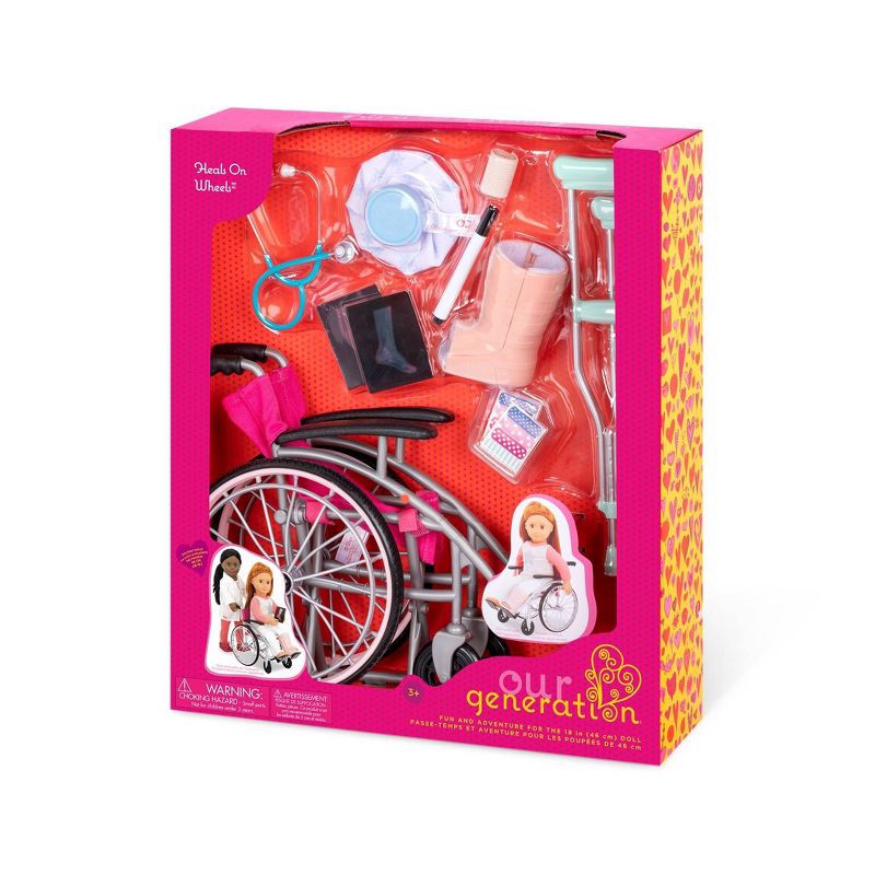 slide 4 of 5, Our Generation Heals on Wheels - Wheelchair Accessory Set for 18" Posable Dolls, 1 ct