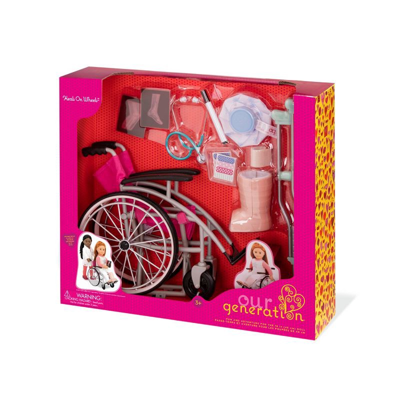 slide 5 of 5, Our Generation Heals on Wheels - Wheelchair Accessory Set for 18" Posable Dolls, 1 ct