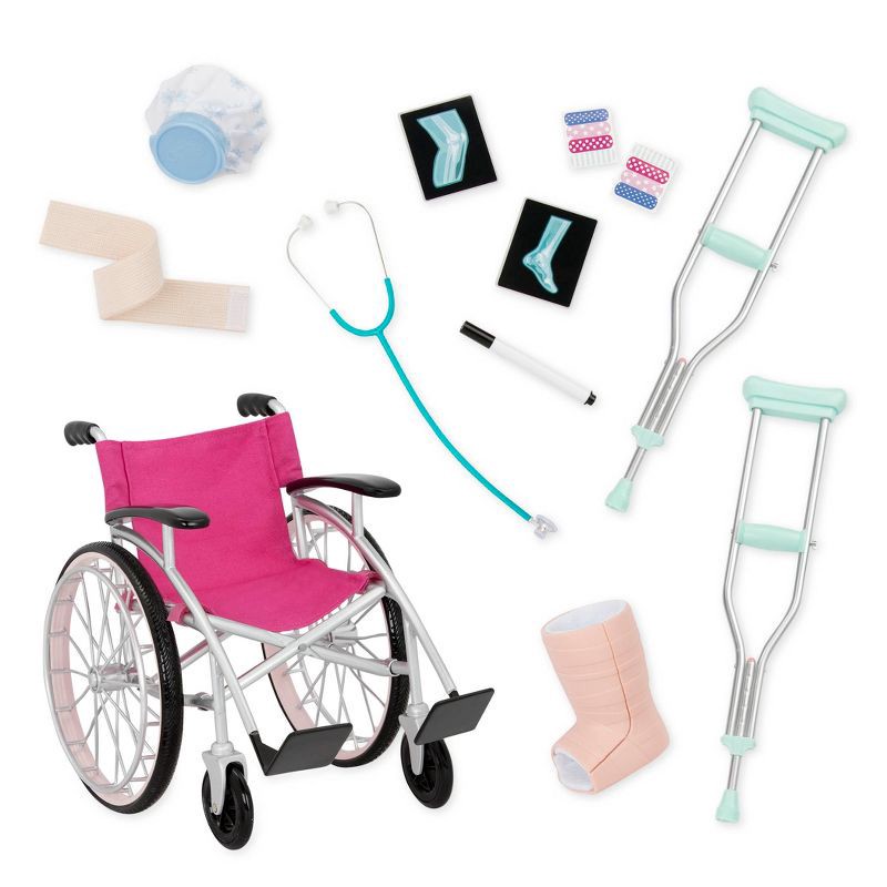 slide 1 of 5, Our Generation Heals on Wheels - Wheelchair Accessory Set for 18" Posable Dolls, 1 ct