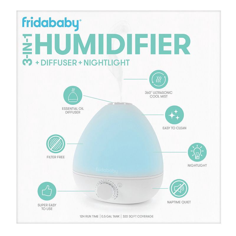 slide 10 of 12, Frida Baby 3-in-1 Humidifier with Diffuser and Nightlight, 1 ct
