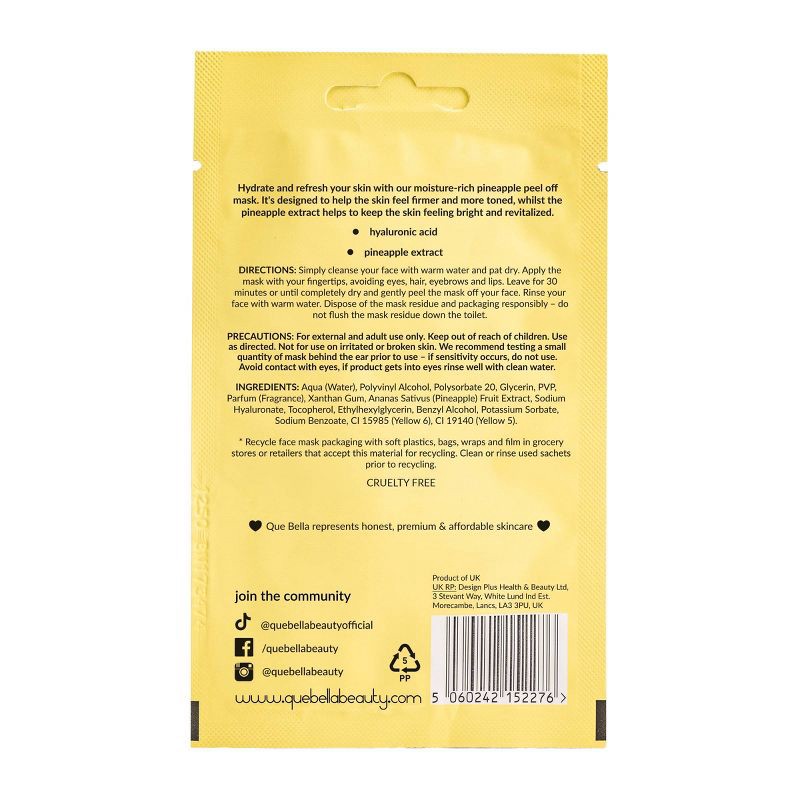 slide 3 of 6, Que Bella Hydrating Pineapple Peel Off Mask - 0.35oz, 0.35 oz