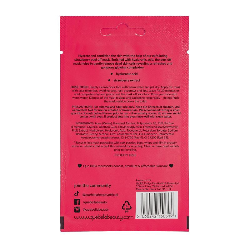slide 3 of 6, Que Bella Exfoliating Strawberry Peel Off Mask - 0.35oz, 0.35 oz