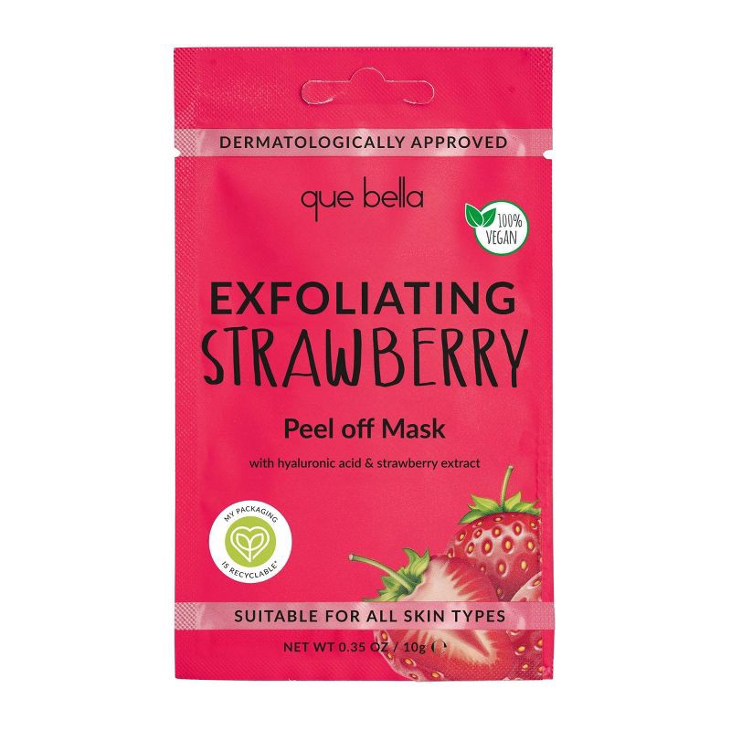 slide 1 of 6, Que Bella Exfoliating Strawberry Peel Off Mask - 0.35oz, 0.35 oz