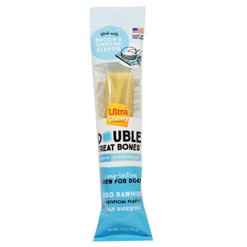 slide 1 of 3, Ultra Chewy Double Bones Bacon and Cheese Flavor Single Dry Dog Treat - 2.8oz, 2.8 oz