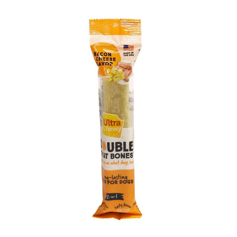 slide 1 of 4, Ultra Chewy Double Bones Bacon and Cheese Flavor Single Dry Dog Treat - 2.8oz, 2.8 oz