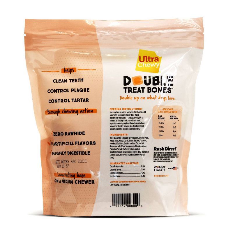 slide 2 of 4, Ultra Chewy Double Bones Bacon and Cheese Flavor Dry Dog Treats Value Pack - 22.4oz, 22.4 oz