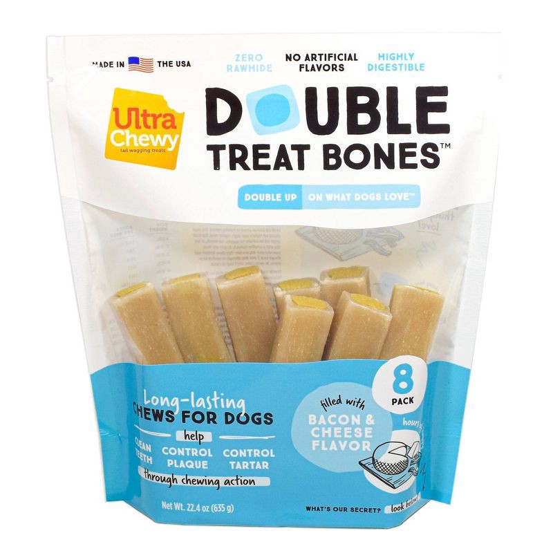 slide 1 of 3, Ultra Chewy Double Bones Bacon and Cheese Flavor Dry Dog Treats Value Pack - 22.4oz, 22.4 oz
