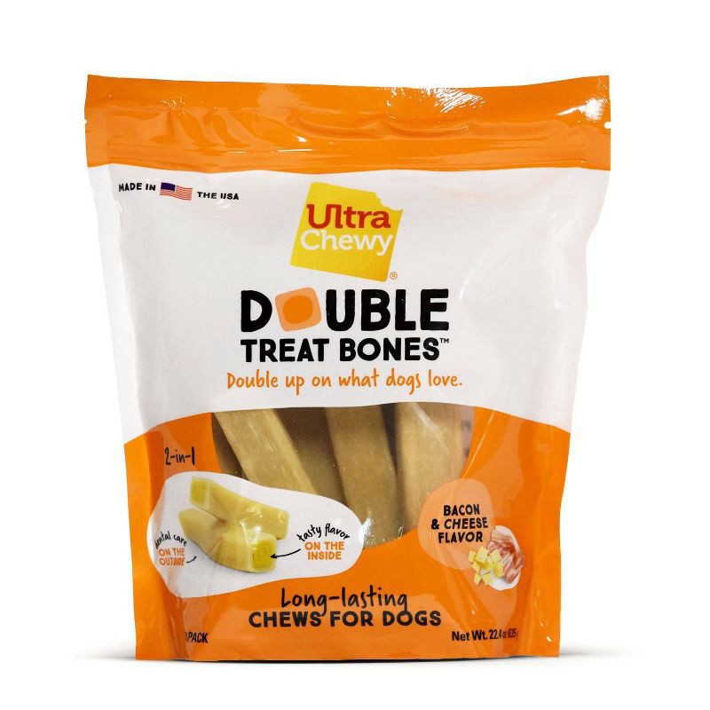 slide 1 of 4, Ultra Chewy Double Bones Bacon and Cheese Flavor Dry Dog Treats Value Pack - 22.4oz, 22.4 oz