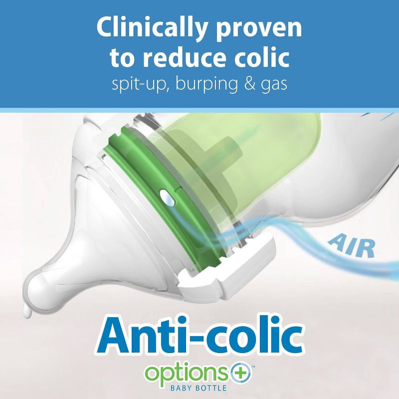 slide 4 of 11, Dr. Brown's 5oz Anti-Colic Options+ Wide-Neck Baby Bottle with Level 1 Slow Flow Nipple - 3pk - 0m+, 3 ct; 5 oz