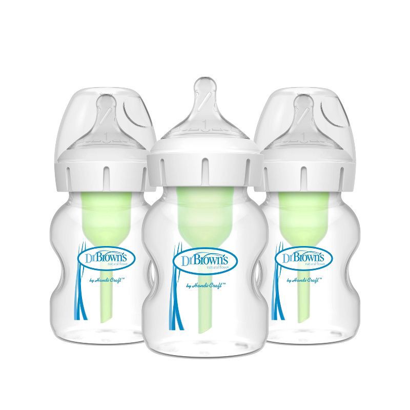 slide 1 of 11, Dr. Brown's 5oz Anti-Colic Options+ Wide-Neck Baby Bottle with Level 1 Slow Flow Nipple - 3pk - 0m+, 3 ct; 5 oz