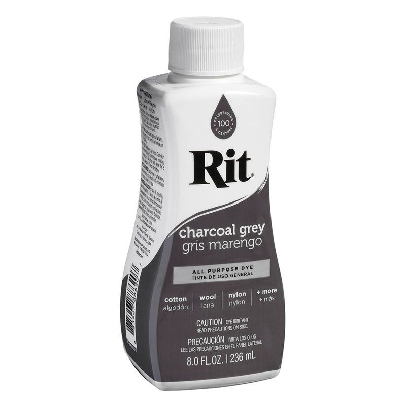 slide 2 of 8, Rit 8oz All Purpose Dye - Charcoal Gray: Low-Odor, Permanent, Non-Toxic Liquid for Textiles, Rit Grey Dye, 8 oz