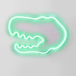 Neon Dinosaur GreenKids' Wall Decor - Pillowfort™: Dino Neon Light, Modern Kids' Novelty Wall Lamp, Electric Plug-In