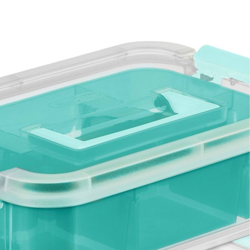 slide 5 of 6, Sterilite Stack & Carry 2 Tray Handle Box Organizer: Plastic, Stackable, Portable, Universal Storage, Clear, 10.625" x 7.25", 1 ct