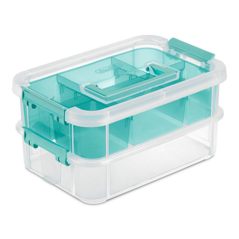 slide 1 of 6, Sterilite Stack & Carry 2 Tray Handle Box Organizer, 1 ct