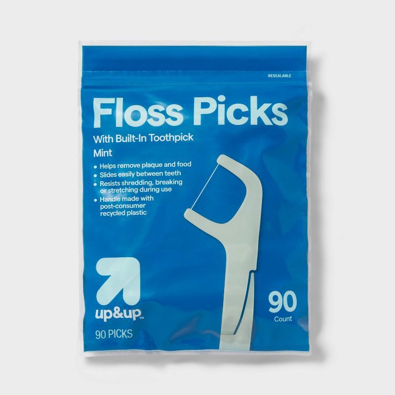 slide 1 of 4, Floss Picks Mint - 90ct - up&up™, 90 ct