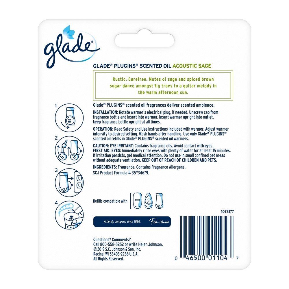 slide 4 of 4, Glade Acoustic Sage White Air Freshener Refill, 1.34 fl oz