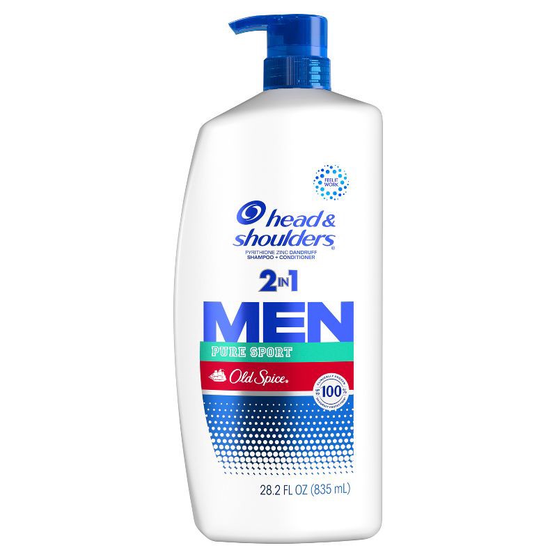 slide 2 of 13, Head & Shoulders Men's 2-in-1 Shampoo and Conditioner, Anti-Dandruff Treatment, Old Spice Pure Sport for Daily Use, Paraben-Free - 28.2 fl oz, 28.2 fl oz