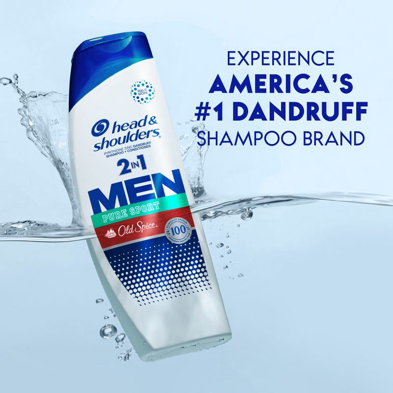 slide 5 of 13, Head & Shoulders Men's 2-in-1 Shampoo and Conditioner, Anti-Dandruff Treatment, Old Spice Pure Sport for Daily Use, Paraben-Free - 28.2 fl oz, 28.2 fl oz