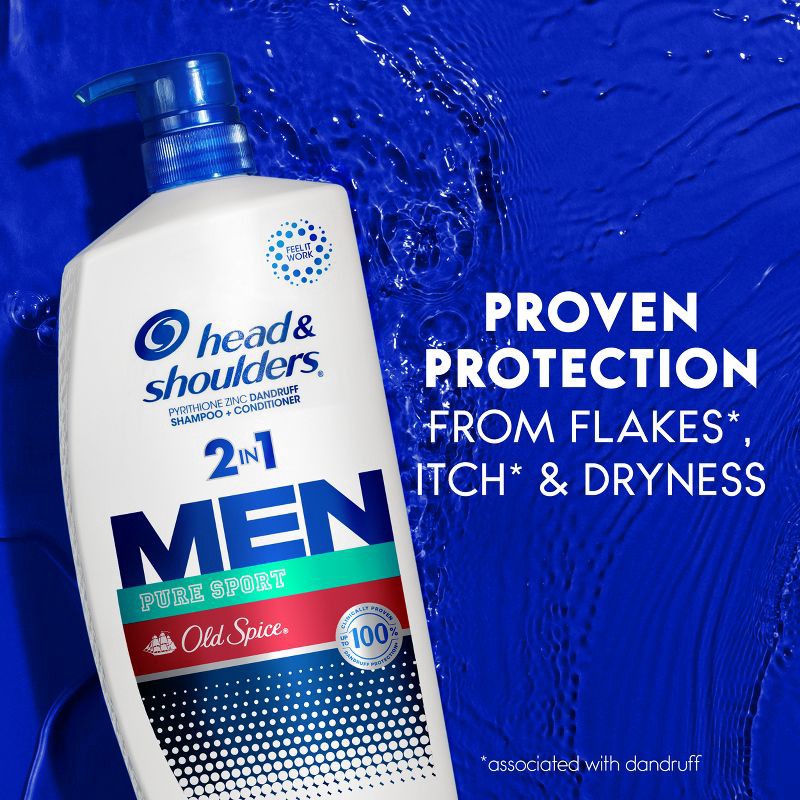 slide 7 of 13, Head & Shoulders Men's 2-in-1 Shampoo and Conditioner, Anti-Dandruff Treatment, Old Spice Pure Sport for Daily Use, Paraben-Free - 28.2 fl oz, 28.2 fl oz