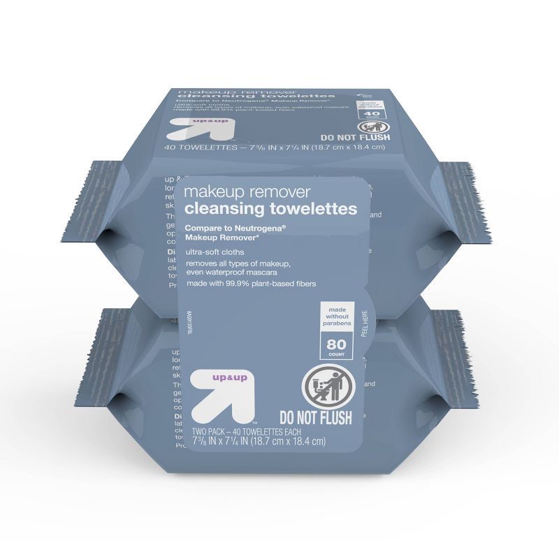 slide 2 of 7, Makeup Remover Facial Wipes - Scented - 80ct - up & up™, 80 ct