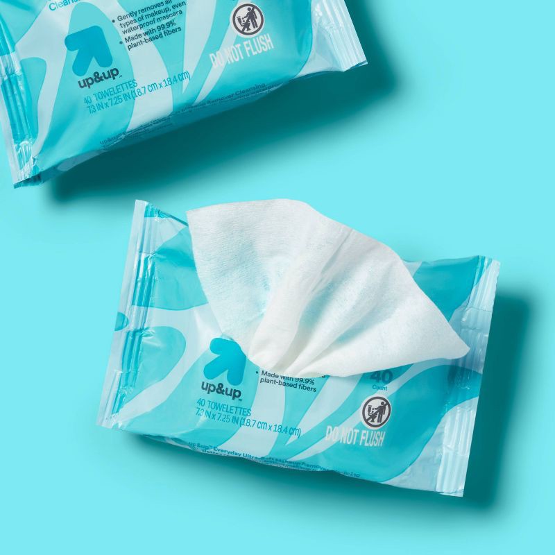 slide 2 of 9, Everyday Ultra-Soft Makeup Remover Cleansing Towelettes - Scented - 80ct - up&up™, 80 ct