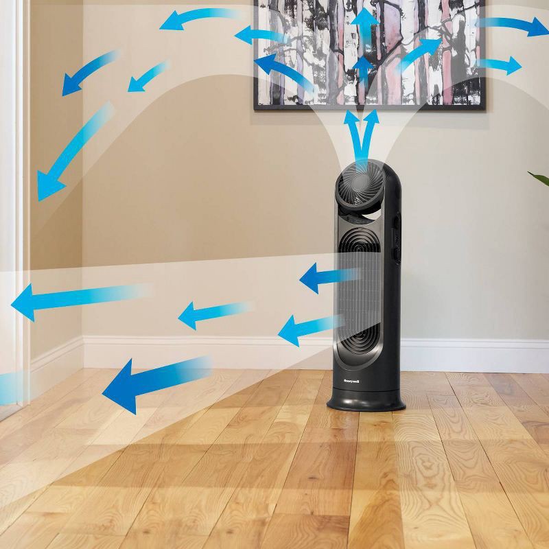 slide 4 of 8, Honeywell Turbo Force 2 in 1 Tower Oscillating Fan Black: 6 Speeds, Adjustable Tilt, ETL Listed, Electric, Portable, 1 ct