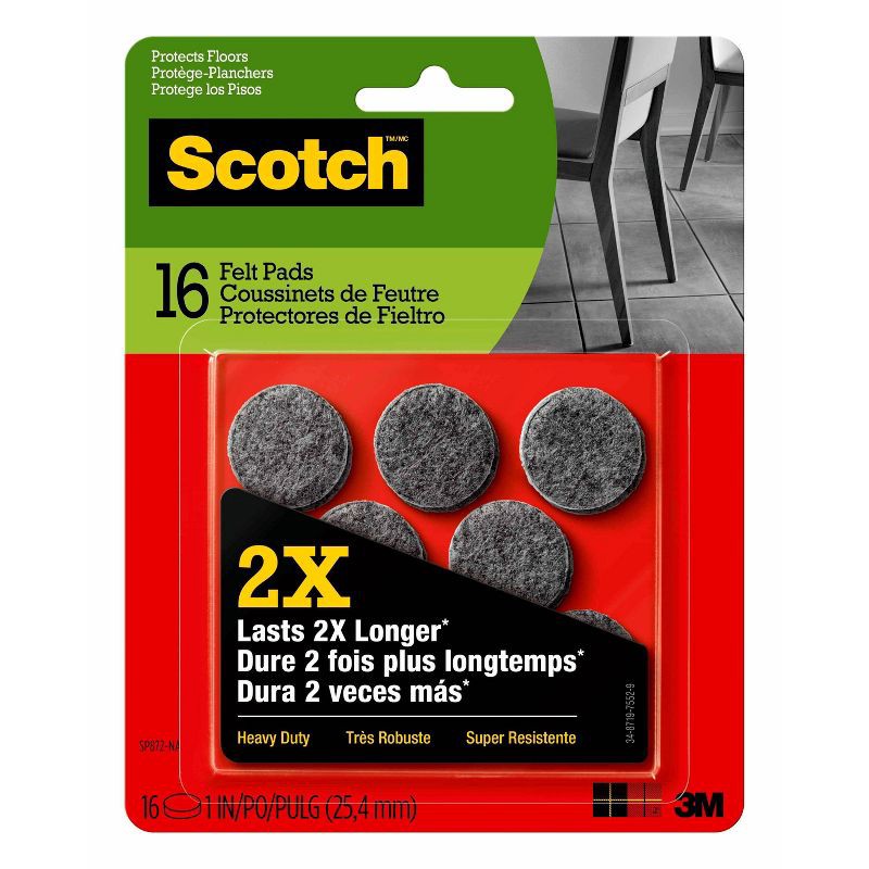 slide 1 of 6, 16pk Heavy Duty Felt Gray - Scotch, 16 ct