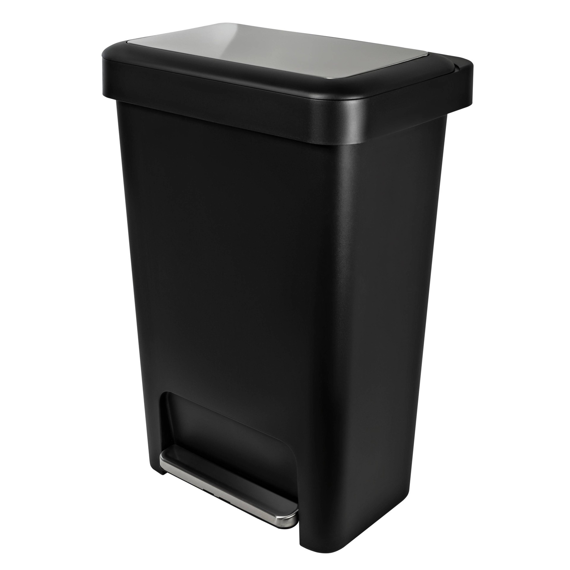 slide 1 of 6, Hefty 12.4gal Premium Step Trash Can Black, 12.4 gal