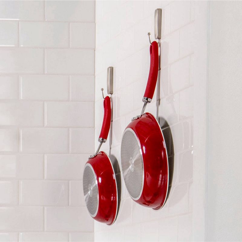 slide 12 of 14, Command 2 Hooks 4 Strips Medium Sized Hooks Nickel: Adhesive Wall Hooks, Heavy Duty, Decorative, Silver, Plastic, 3 lb Capacity, 3 lb