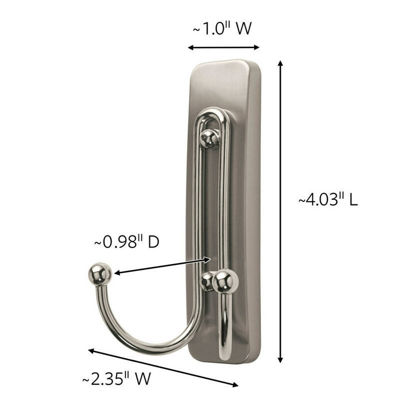 slide 2 of 9, Command 2pk Large Sized Double Decorative Hooks Brushed Nickel: Wall Hooks, Towel Hook, Silver, 4 lb Capacity, 2 ct, 4 lb