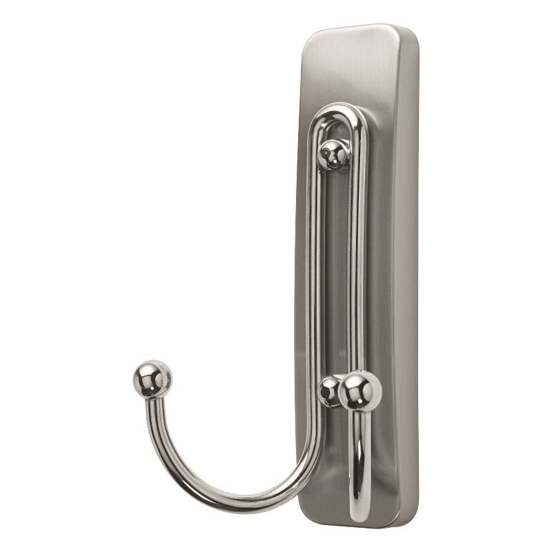 slide 9 of 9, Command 2pk Large Sized Double Decorative Hooks Brushed Nickel: Wall Hooks, Towel Hook, Silver, 4 lb Capacity, 2 ct, 4 lb