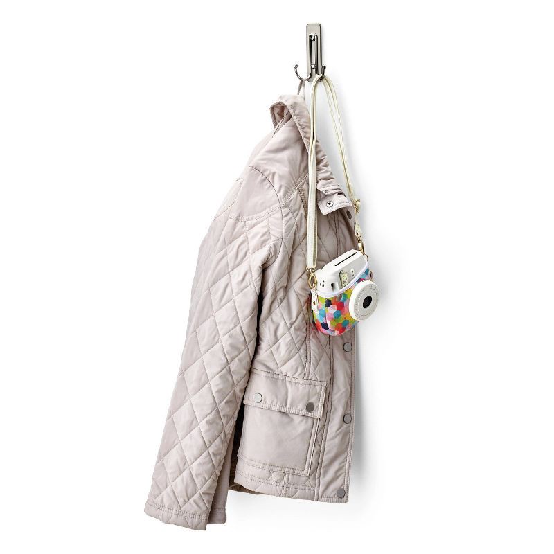 slide 8 of 9, Command 2pk Large Sized Double Decorative Hooks Brushed Nickel: Wall Hooks, Towel Hook, Silver, 4 lb Capacity, 2 ct, 4 lb