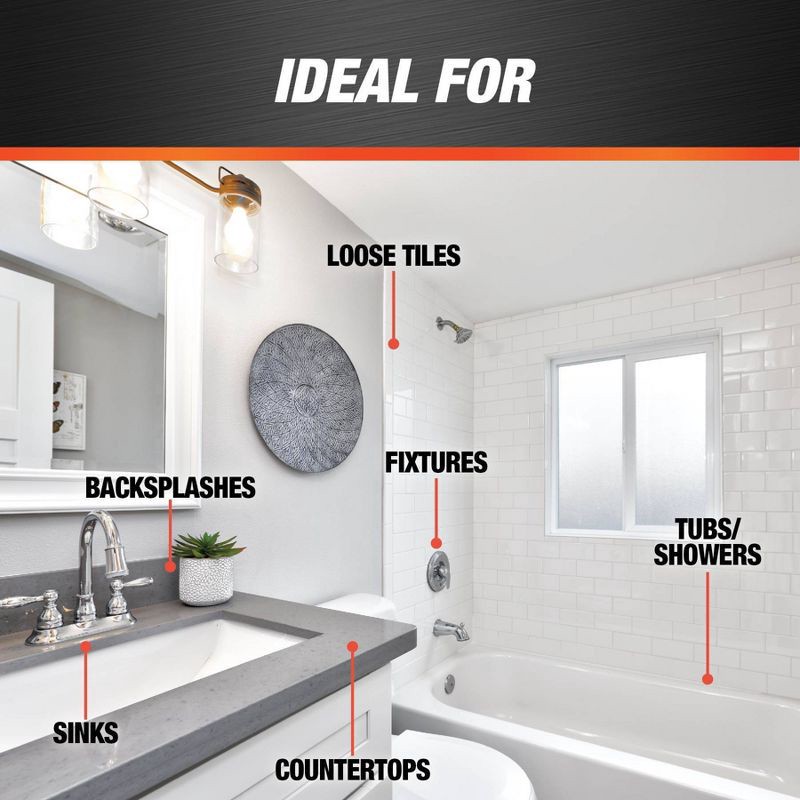 slide 4 of 5, DAP Silicone Max Kitchen and Bath 2.8oz White: Lifetime Warranty Sealant for Bathroom & Kitchen, 2.8 oz