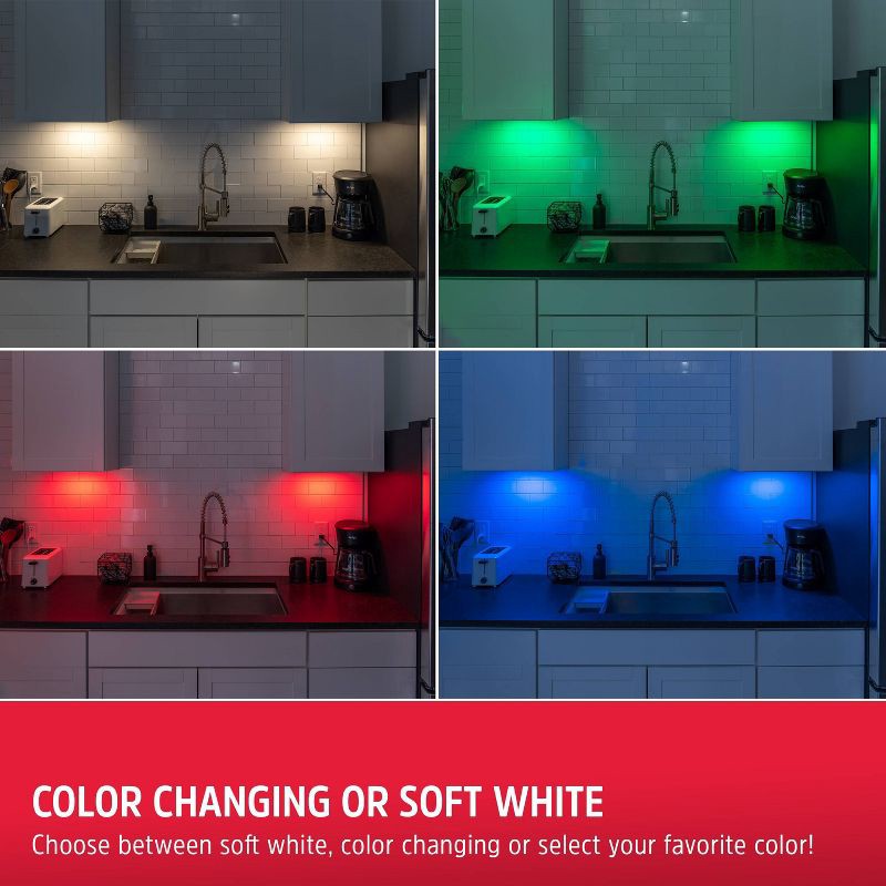 slide 5 of 9, Energizer 12" 2pk Indoor Color Changing LED Cabinet Lights Bar with Remote White: 12 Inch Dimmable Light Bars, Battery Operated, 2 ct