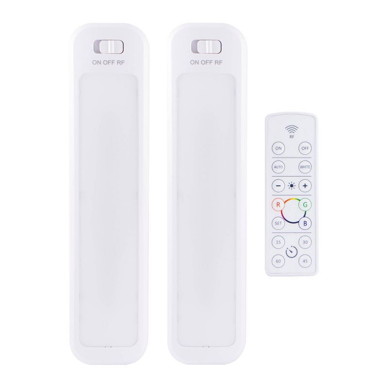 slide 7 of 9, Energizer 12" 2pk Indoor Color Changing LED Cabinet Lights Bar with Remote White: 12 Inch Dimmable Light Bars, Battery Operated, 2 ct