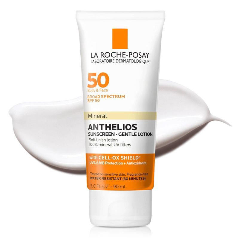 slide 2 of 8, La Roche Posay Anthelios Body and Face Soft Finish Mineral Sunscreen Lotion - SPF 50 - 3.04 fl oz, 50 ct; 3.04 fl oz